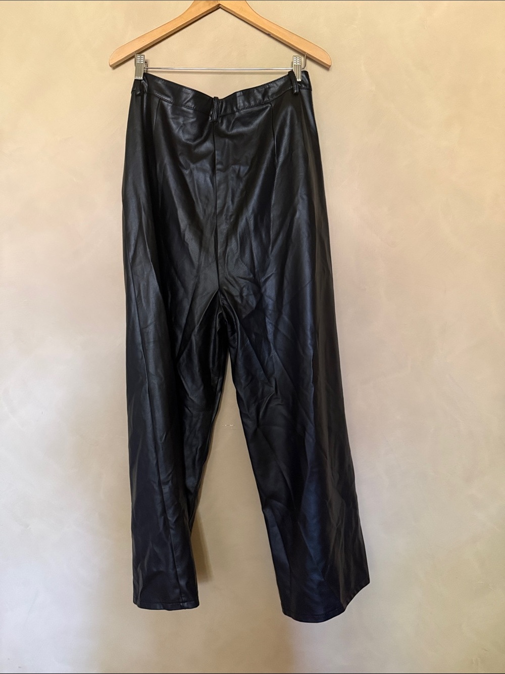 Nasty Gal Black Faux Leather High-Waist Flare Leg Pants us 14 NWT - Picture 3 of 7